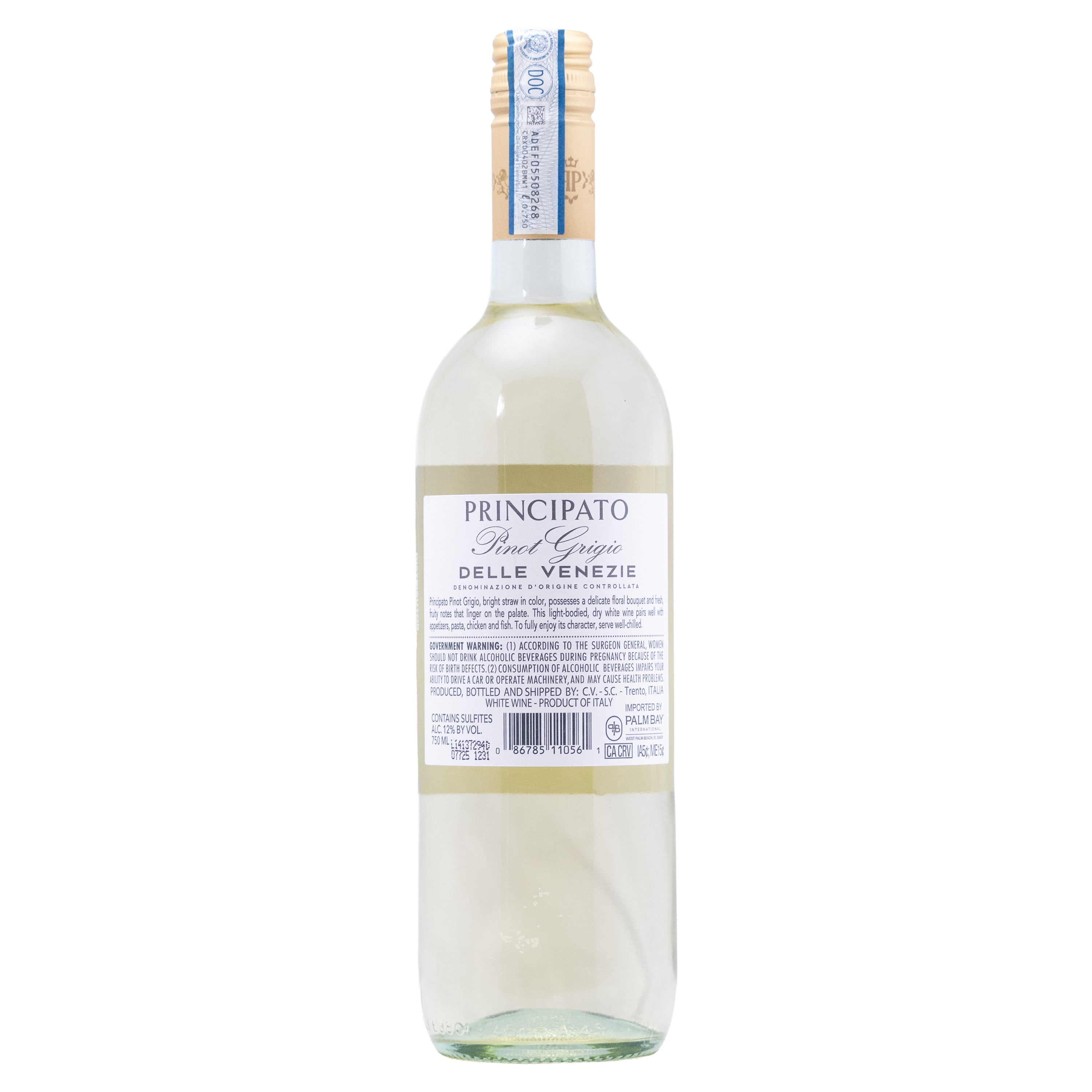 Principato Pinot Grigio White Wine, 750ml, 12% ABV, Crisp and Refreshing with Citrus and Floral Notes