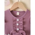 thumbnail image 4 of Seyurigaoka Toddler Girls Fall Dress, Ribbed Floral Stitching Long Sleeve Skirt, 4 of 9