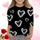 thumbnail image 1 of Blusas y camisas de cuello redondo y manga larga para niños, blusas/camisas de poliéster con estampado de corazones, mangas 3/4 y cuello redondo, elegantes e informales., 1 of 5