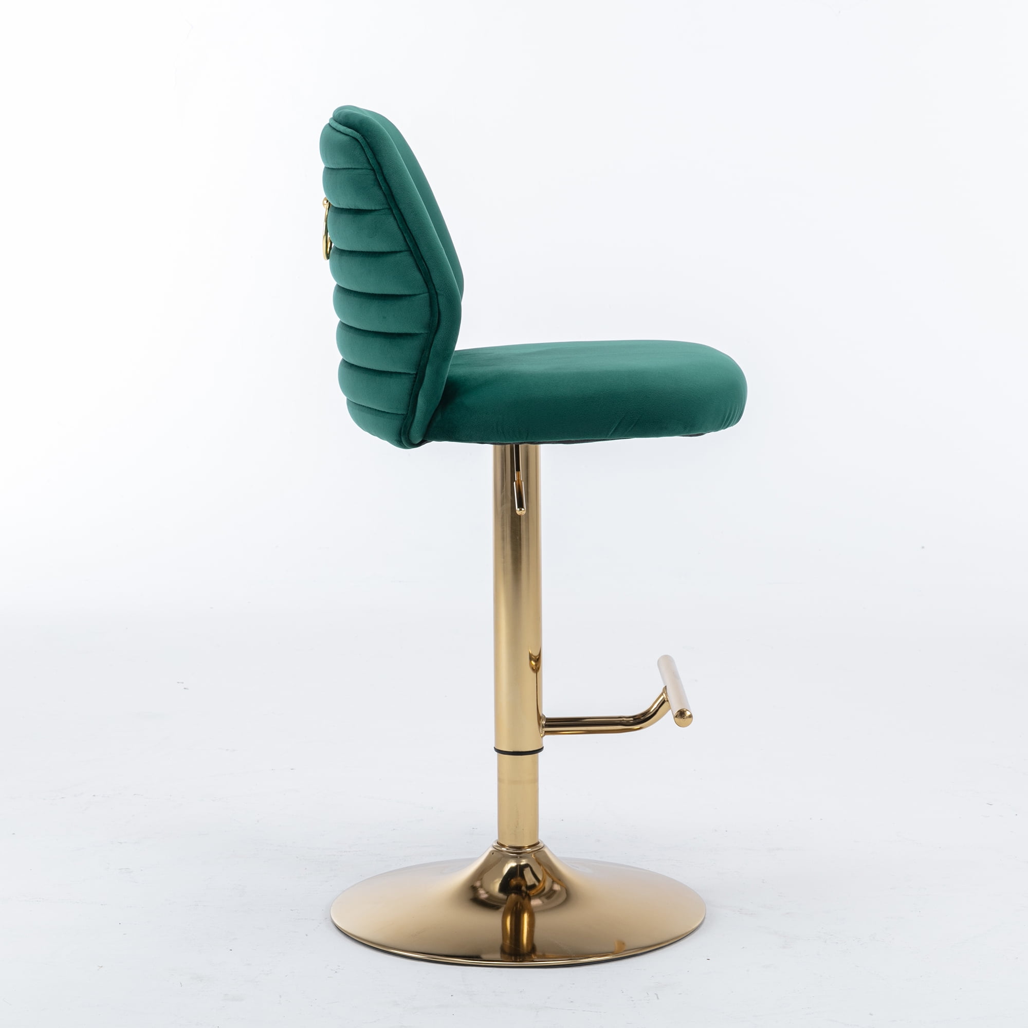 Kadyn Swivel Bar Stools Chair Set of 2, Adjustable Counter Height Barstools with Tufted High Back & Ring Pull, Green Kadyn Swivel Bar Stools Chair Set of 2, Adjustable Counter Height Barstools with Tufted High Back & Ring Pull, Green