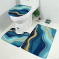 thumbnail image 2 of Blue Marble Gold Wave Pattern Bathroom Rugs Sets 3 Piece,Toilet Cover Set,Absorbent Non Slip Bathroom Mats Sets with U-Shaped Contour Rug Toilet Rug Set, 2 of 5