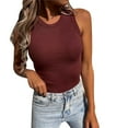 thumbnail image 2 of Baqcunre Corset Tops For Women Women Tank Tops Summer Sleeveless Basic Cami Top Shirt Slim Knit Ribbed Racerback Blouses Tank Top For Women Womens Blouses Wine XXL, 2 of 5