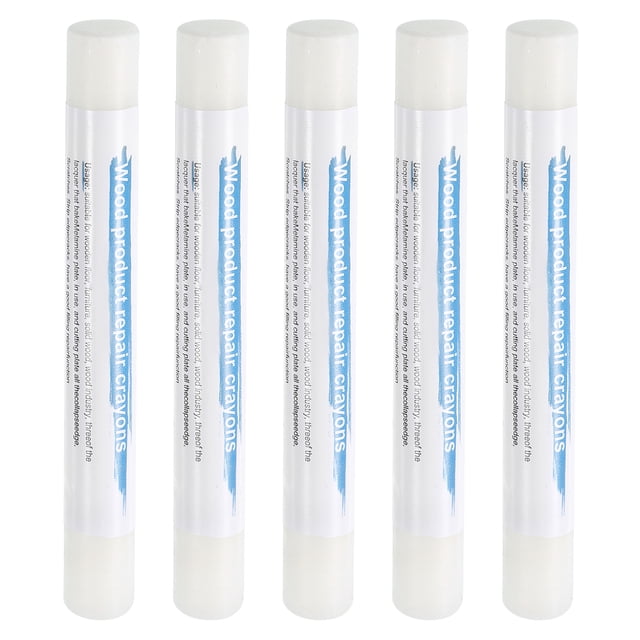 Uxcell 5 piezas de palos de relleno de madera, crayones de cera para retoque de muebles para reparar arañazos, grietas y agujeros en mesas y suelos de madera, transparente