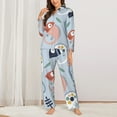 thumbnail image 3 of Disketp Pajamas Set Long Sleeve Sleepwear Womens Button Down Nightwear Pj Sets-Cute Chameleons, 3 of 9