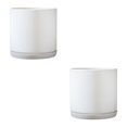 thumbnail image 3 of Destyer Cylindrical Flower Pots - Sturdy Ceramic Breathable Water Filtration System Straight Tube Matte Is TX white M 2Set, 3 of 6