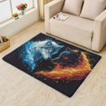 thumbnail image 2 of Wolf Rugs for Bedroom - Ice and Fire Rug & Home Decor, Wolf Wild Animal Rugs for Entryway, Washable Rugs, 3x5 Area Rug, Non Slip Soft Low Pile Indoor Door Mat, Wildlife Wolves Carpet, 2 of 7