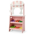 thumbnail image 1 of Gymax Kid's Farmers Market Stand Wooden Grocery Store Set w/ Cutting Veggies & Fruits Pink, 1 of 9