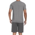 thumbnail image 4 of GIRUNS Men's Pajama Sets 2 piece Sets Crew Neck Shorts Sleeve and Shorts with Pocket Pjs Sleepwear Set Dark Grey XL, 4 of 8