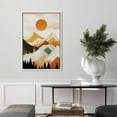 thumbnail image 2 of PixonSign Framed Canvas Print Wall Art Orange Sunset Mountain Range Forest Landscape Nature Wilderness Illustrations Decorative Bohemian Multicolor Mid-Century Modern - 16"x24" White, 2 of 5