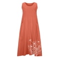 thumbnail image 5 of Plus Size Summer Dresses for Women Fashion Solid Color Sleeveless Round Neck Pocket Dress Skirt Fashion Beach Vacation Clothes Watermelon Red (Size:S-5XL), 5 of 5