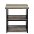 thumbnail image 2 of Benjara Nori 23" NightStand- 2 Shelves- Metal Base- MDF- Antique Oak & Black, 2 of 6