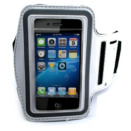 Lg Gm750 White Armband Sports Gym Workout Cover Case Arm Strap Running Band Y4X for LG eXpo GW820, Layla GM750, Saber / LG200, Optimus 2 - Motorola XT319, Theory, Flipside MB508, Cliq MB200 ()