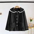 thumbnail image 6 of Ecqkame Women's Fuzzy Sleepwear Cardigan Winter Thick Long Sleeve Button Open Front Pajamas Home Loungewear Sleep Top with Pockets Black XXL, 6 of 7