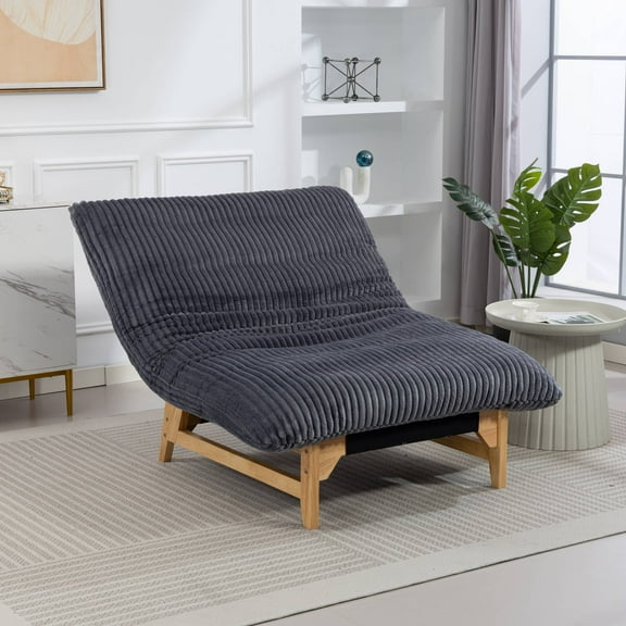 Bean Bag Chair for Adults with Down Filling Accent Armless Lazy Sofa Comfy Lounge Chairs, Sleeper Reading Chair for Living Room, Grey