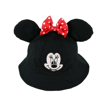 Jerry Leigh Disney Toddler Minnie Mouse Bucket Hat with Bow and 3D Ears