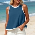 thumbnail image 5 of DeHolifer Women Summer Sleeveless Tops Casual Tank Tops Color Block Crewneck Blouses Going Out T-Shirts Beach Travel Blue L, 5 of 5