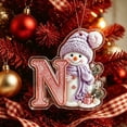 thumbnail image 3 of Purple Snowman Letter Ornament, Flat Acrylic Single Initial Pendant, Xmas Snowman Letter Hanging Decor for Christmas Tree, 3 of 7