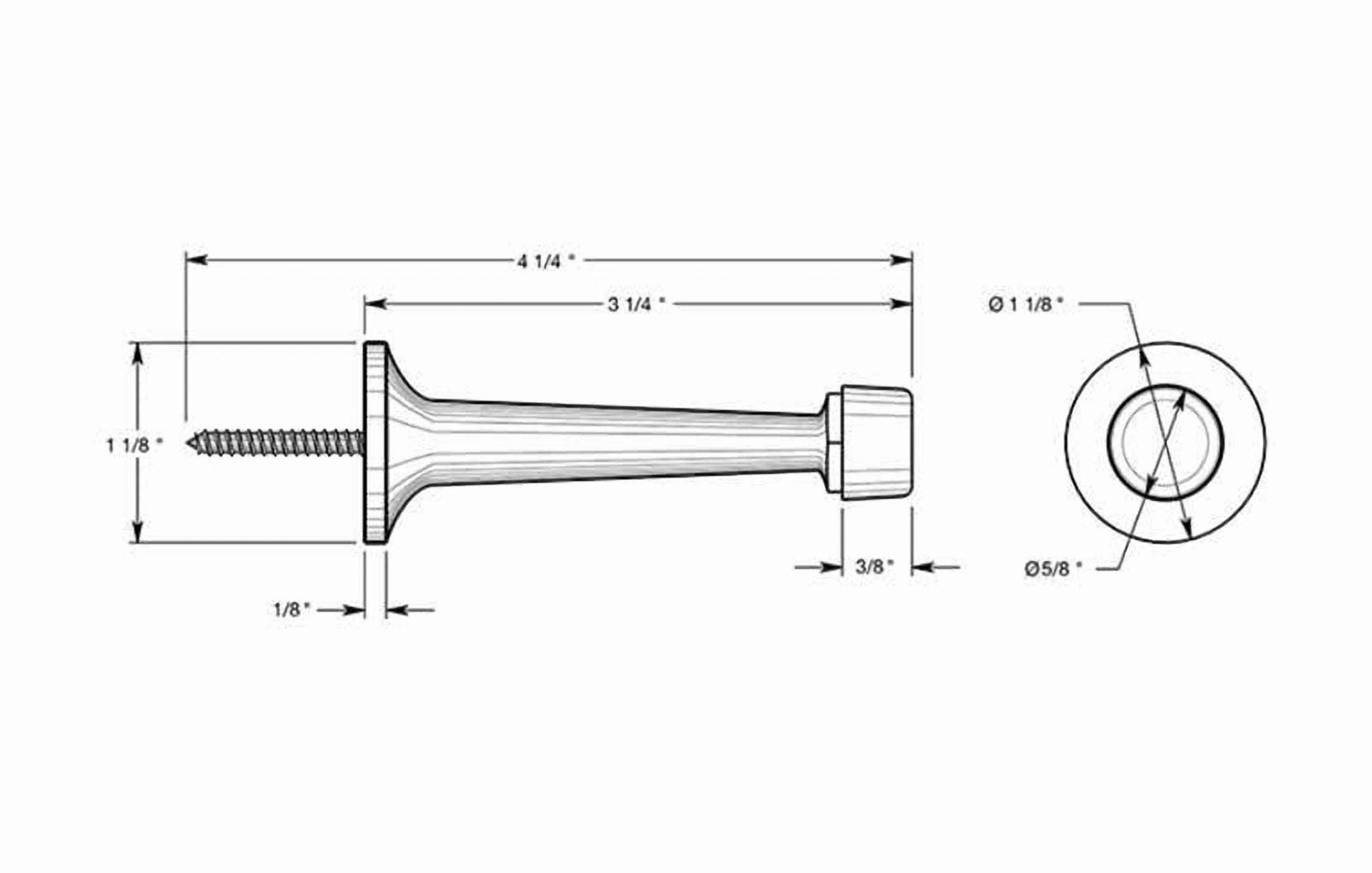 Deltana BDS30U10B 3-1/4" Baseboard Door Bumper; Solid Brass; Oil Rubbed Bronze Finish