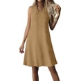 thumbnail image 2 of Horkkom Midi Dresses for Women Sleeveless Solid Color Summer Dresses Vacation Loose Linen Dress, S-2XL, 2 of 9