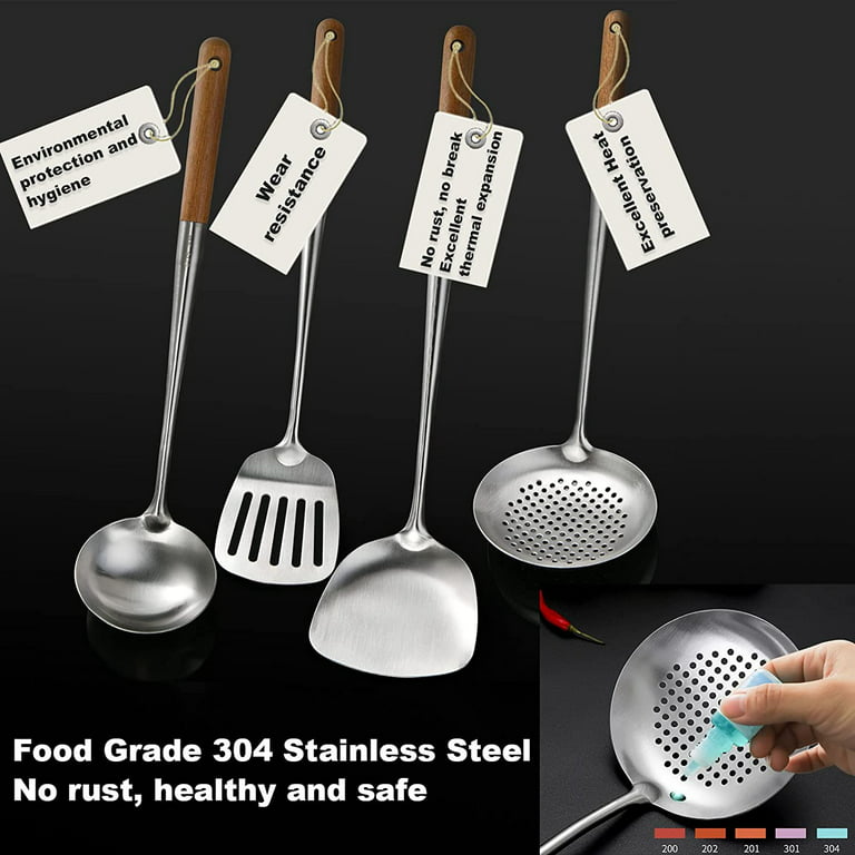 Cooking Utensil Set 12 Piece Stainless Steel Kitchen Tool Set, Include  Cooking Spoon, Spatula, Whisk, Cooking Tong and etc 12 Pieces,Includes 1  spoon, 1 skimmer, 1 slotted turner, 1 pasta spatula, 1