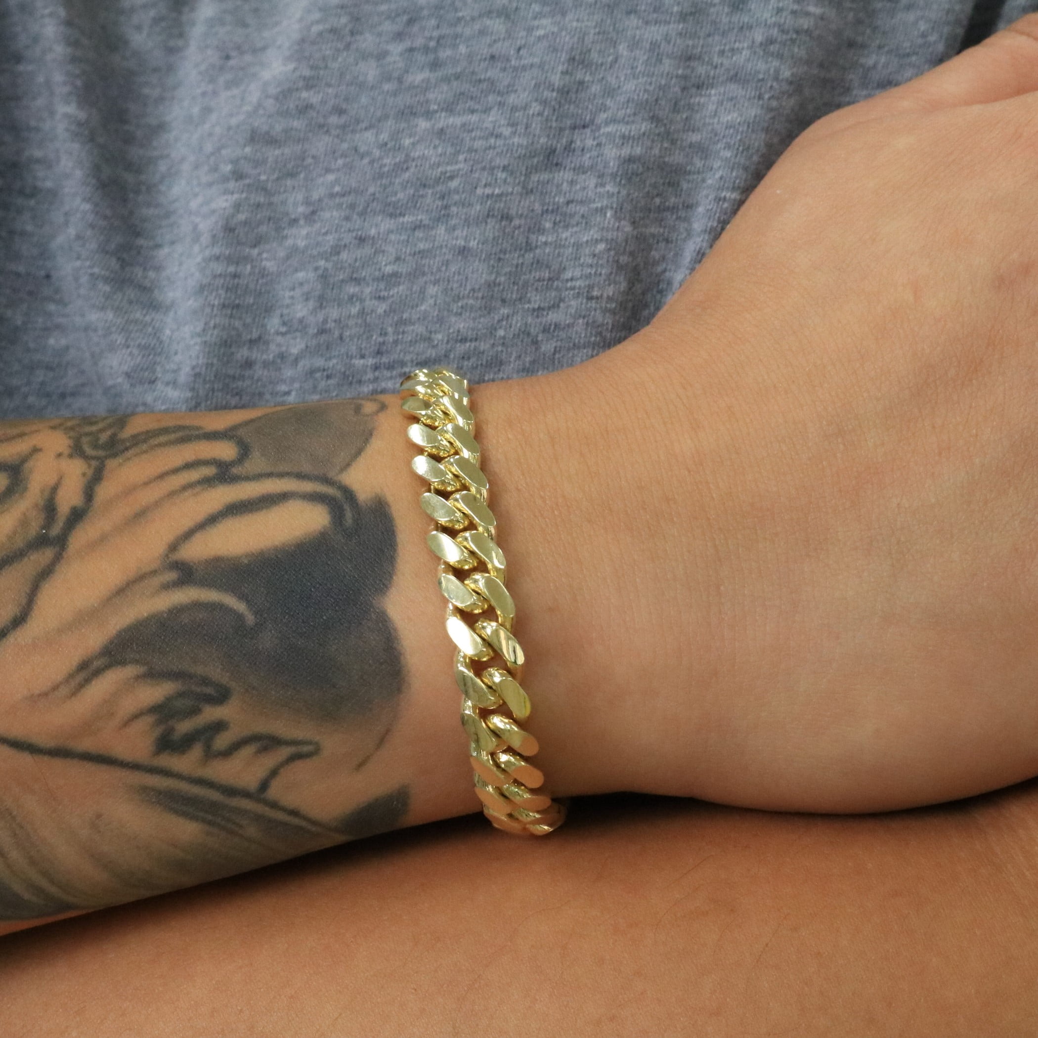 Nuragold 10K Real Yellow Gold Solid Miami Cuban Link Chain Bracelet 7"-9" (2.7mm-10mm) Italian Jewelry for Men & Women