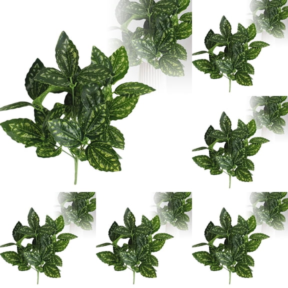 Green Bushes Artificial Shrubs 13Inch, Greenery Stems for Garden Patio Porch, Indoor Outdoor Wedding Decor, Home Office Table Centerpieces Window Box Spring Arrangements,6PCS