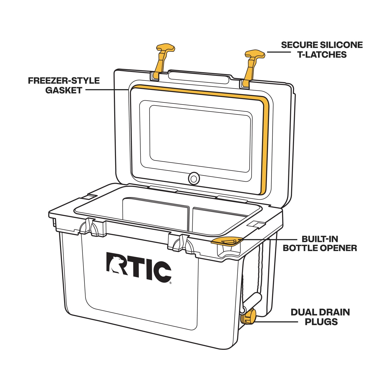 RTIC 32 QT Ultra-Light Hard-Sided Ice Chest Cooler, White and Grey, Fits 48 Cans