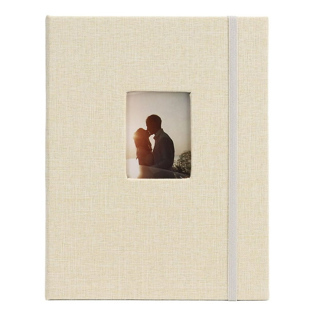 Mini 3in Photo Album Cotton Hemp Woven Shell 208 Pocket Decorative Picture Album for Ticket Card Khaki