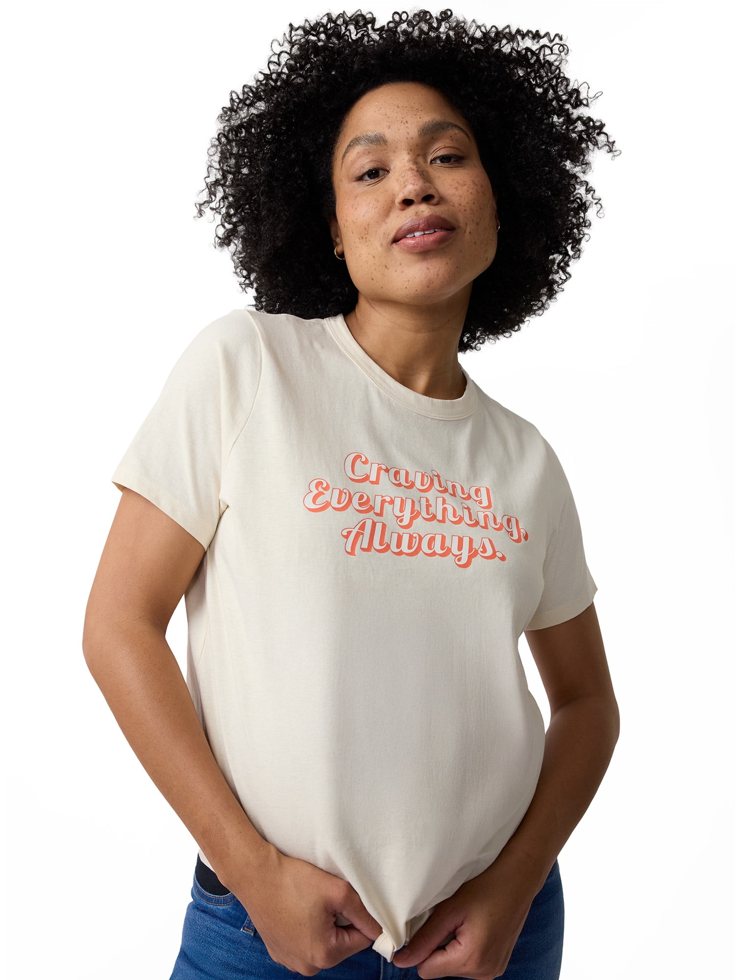 Ingrid & Isabel For Every Belly Women's Maternity Short Sleeve Relaxed Crew Graphic Tee, Sizes S-XXL