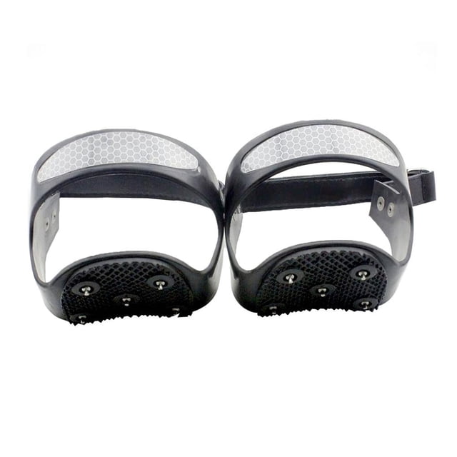 Greeniant Diseño de tira reflectante de garra de talón de 5 Cubierta de zapato de crampón Taco de montañismo portátil Garra de nieve Pescar Negro L Greeniant OD010747-02