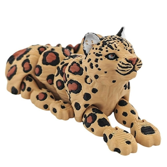 1pc 3D Printed Snow Leopard Model Simulation Multi-joint Movable Animals Figurines Miniatures Home Decoration Crafts Figurines