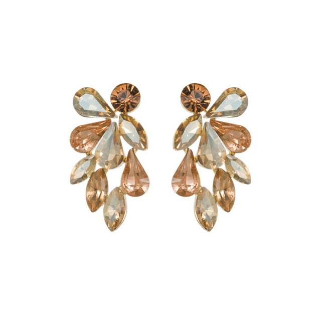 1 par de pendientes coloridos de diamantes de imitación, pendientes exagerados, pendientes de gota de estilo americano, joyería para bodas y Ropa, zapatos y accesorios Miscelánea champán Jumpingount AP017535-02