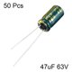 thumbnail image 2 of Capacitor electrolítico radial de aluminio bajo ESR verde 47uF 63V 6.3x12, 50pcs, 2 of 3