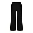 thumbnail image 4 of CQONEPT Women's Cotton Linen Pants Wide Leg Casual Jogger Pant Outdoor Summer Beach Solid Color Trousers Black S, 4 of 5