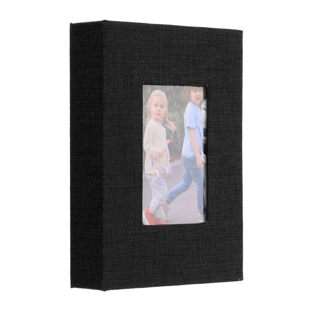 Álbum de Fotos Pequeño, Libro de Imágenes con Cubierta de Lino para 52 Fotos, Negro