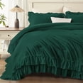thumbnail image 5 of ANGENIA Dark Green Comforter Sets Queen, 3 Pieces Farmhouse Elegant Ruffle Comforter Sets, All Season Soft Cozy Fluffy Shabby Chic Bed Set(90"x90" Comforter & 2 Pillowcases), 5 of 7