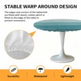 thumbnail image 2 of Elastic Fitted Round Tablecloth, Teal Ombre Waterproof Stretch Table Cover for 55"-60" Tables, Farmhouse Vintage Wooden Striped Washable Outdoor Tablecloths for Patio, Picnic, Camping, 2 of 9