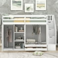 thumbnail image 2 of CoSoTower Functional Loft Bed with 3 Shelves, 2 Wardrobes and 2 Drawers, Ladder with Storage, No Box Spring Needed, White, 2 of 9