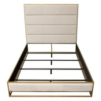 Nova Lifestyle Empire Eastern King Bed in Sand Fabric with Hand brushed Gold Metal Frame by Diamond Sofa