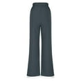 thumbnail image 4 of Linen Pants Women Petite Straight Leg Pants Summer Beach High Waisted Pant Vacation Wide Leg Trousers with Pockets Dark Gray XL, 4 of 8