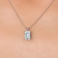 thumbnail image 3 of Gem Stone King 14K White Gold White Zirconia Pendant Necklace for Women | 4.02 Cttw | Gemstone Birthstone | Octagon 9X7MM | With 18 inch Chain, 3 of 6
