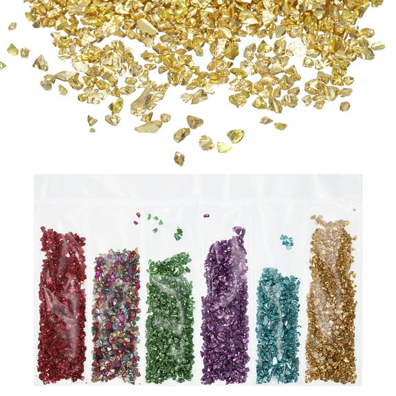 Uxcell 6 Colors Crushed Glass Irregular Sequins, Multicolor Metallic Chunky Glitters