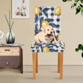 thumbnail image 4 of Yayeee 4 Pack Dining Chair Covers Stretch Parson Chairs Slipcovers Seat Protector, Beige Plaid Lemon, 4 of 6
