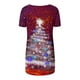 thumbnail image 5 of Puntoco Blusa de cuello en V con mangas raglán cortas y espalda larga con estampado navideño informal a la moda para mujer, 5 of 5