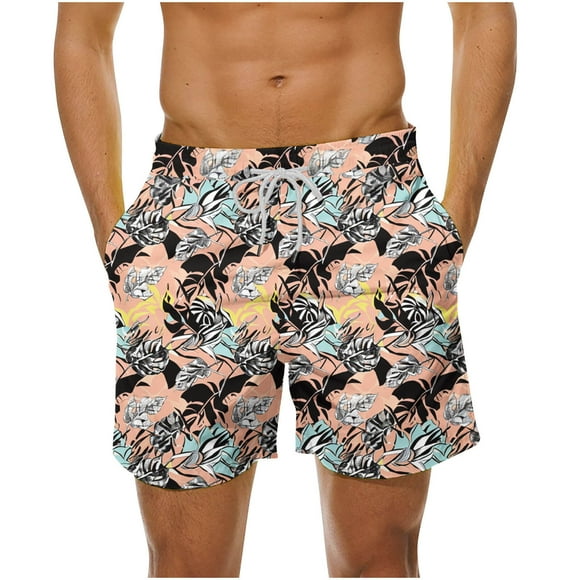 JURANMO Casual Big and Tall Shorts for Men, Fashion Floral Print Beach Shorts Summer Holiday Going Out Shorts Drawstring Waist Shorts with Pockets Deals of the Day Multicolor#Whith L