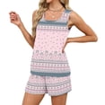 thumbnail image 4 of Sewkxo Two Piece Sets for Women Summer Lounge Short Sets Tank Square Neck Sleeveless Sweat Suit With Pockets,Pink S, 4 of 8