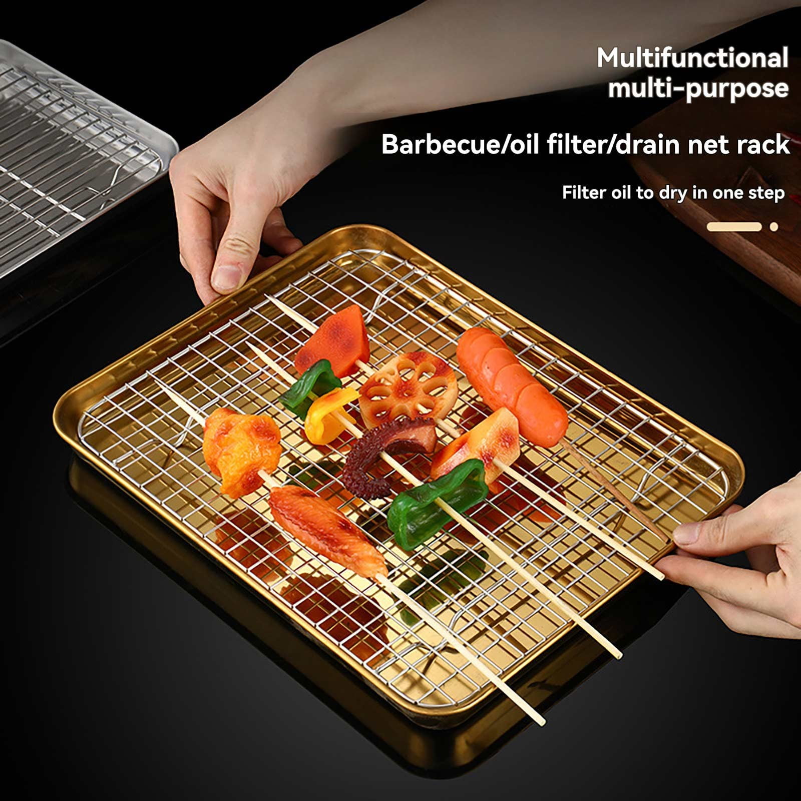 Oven Trays, Easeky 1 Set Stainless Stel Bakeware Rectangular Tray Food Storage Tray App Etizer Plates Flat Small Baking Sheets for Oven Oster Toaster Oven Replacement Trays Baking Trays for Oven Sl2