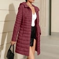 thumbnail image 5 of BXJX Womens Mid-Length Puffer Jackets, Long Sleeve Full Zip Warm Side Pockets Winter Outerwear with Hood Wine Size M, 5 of 8