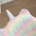 thumbnail image 7 of CoSoTower Fluffy Unicorn Office Chair with Mid-Back and Armrest Support, 5 Star Swivel Wheel White Base, Rainbow, 7 of 7