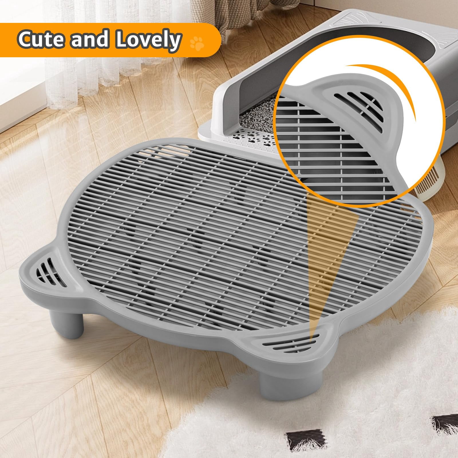 Litter Catching Step For Cat Box  Trap Stool Automatic Self Cleaning Collection Stairs Catcher Ramp Old Geriatric Senior Or Kitten